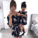 Mother Daughter Dress Family Matching Outfits Off Shoulder Floral Dress Summer kids