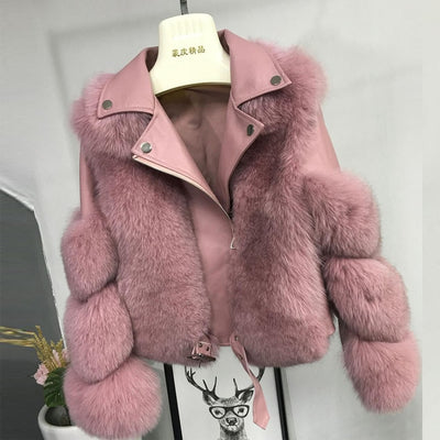 Fashion Real Fox Fur Coats With Genuine Sheepskin Leather Wholeskin Natural Fox Fur Jacket Outwear Luxury Women 2020 Winter New