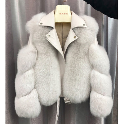 Fashion Real Fox Fur Coats With Genuine Sheepskin Leather Wholeskin Natural Fox Fur Jacket Outwear Luxury Women 2020 Winter New